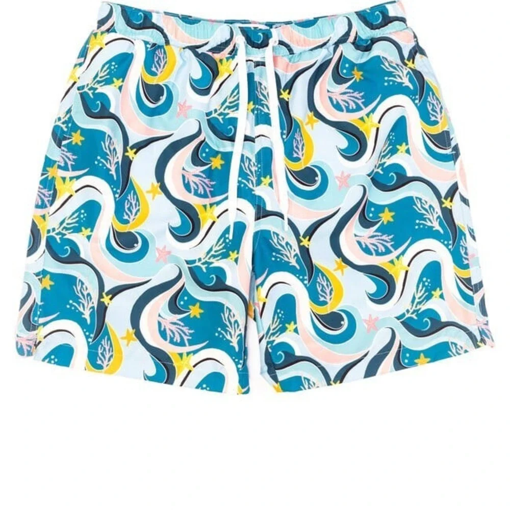 Mott50 Hudson Men's Boardshort,‎ Ocean Candy Wave Pacific Blue w/ Pockets/Liner